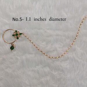 Indian Bridal Nose Ring Nath, Gold Plat, Non Pierced, Bollywood Jewelry No.5