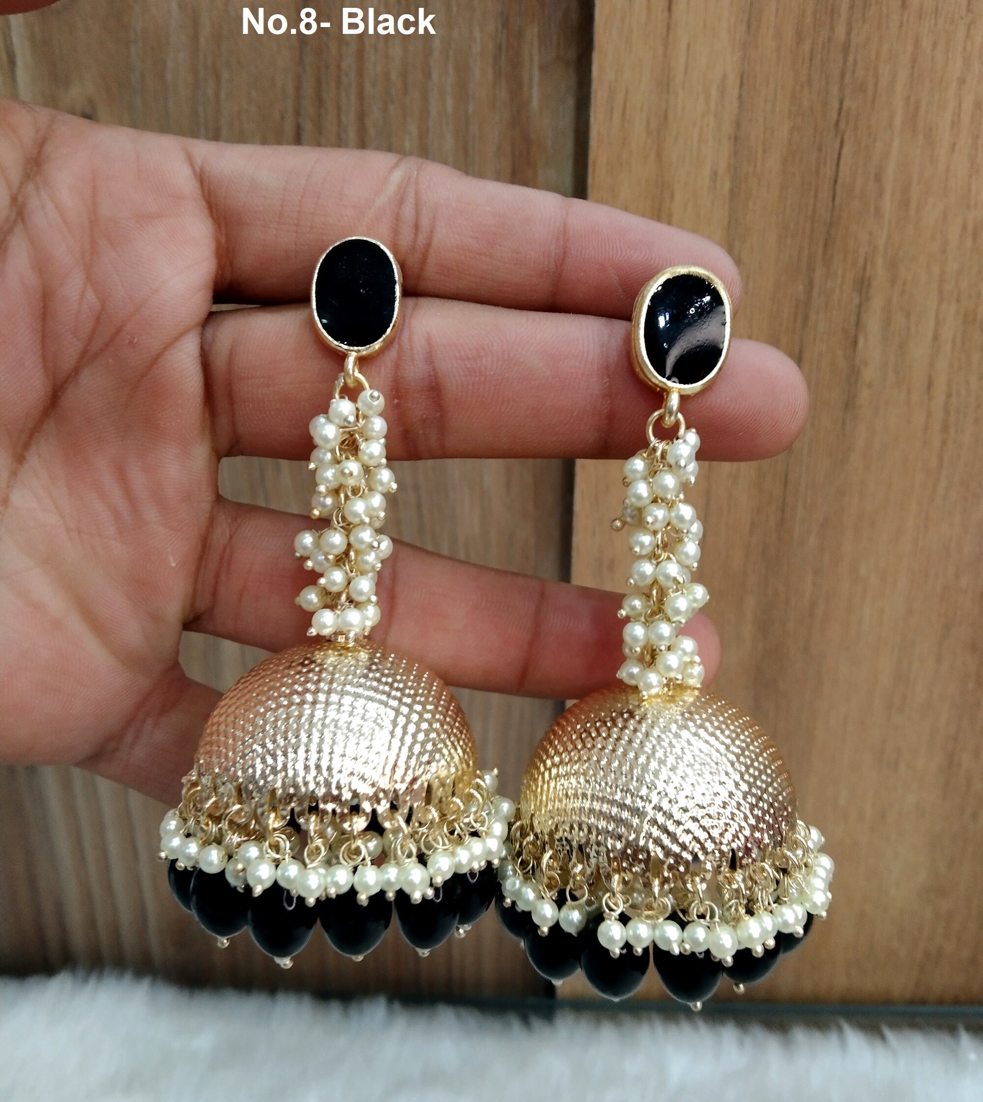 Black clearance gold jhumka