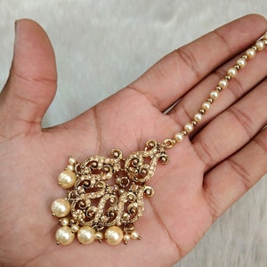 Indian Headpiece Tikka Tika Jewelry Jewellery/Women headpiece Jewelry Antique gold Round Hair Headpiece/ Maang Tikka Indian Jewellery