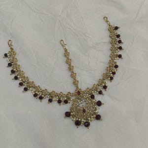 Bandeau maatha Patti en or antique : chaîne de cheveux indienne Tikka image 9