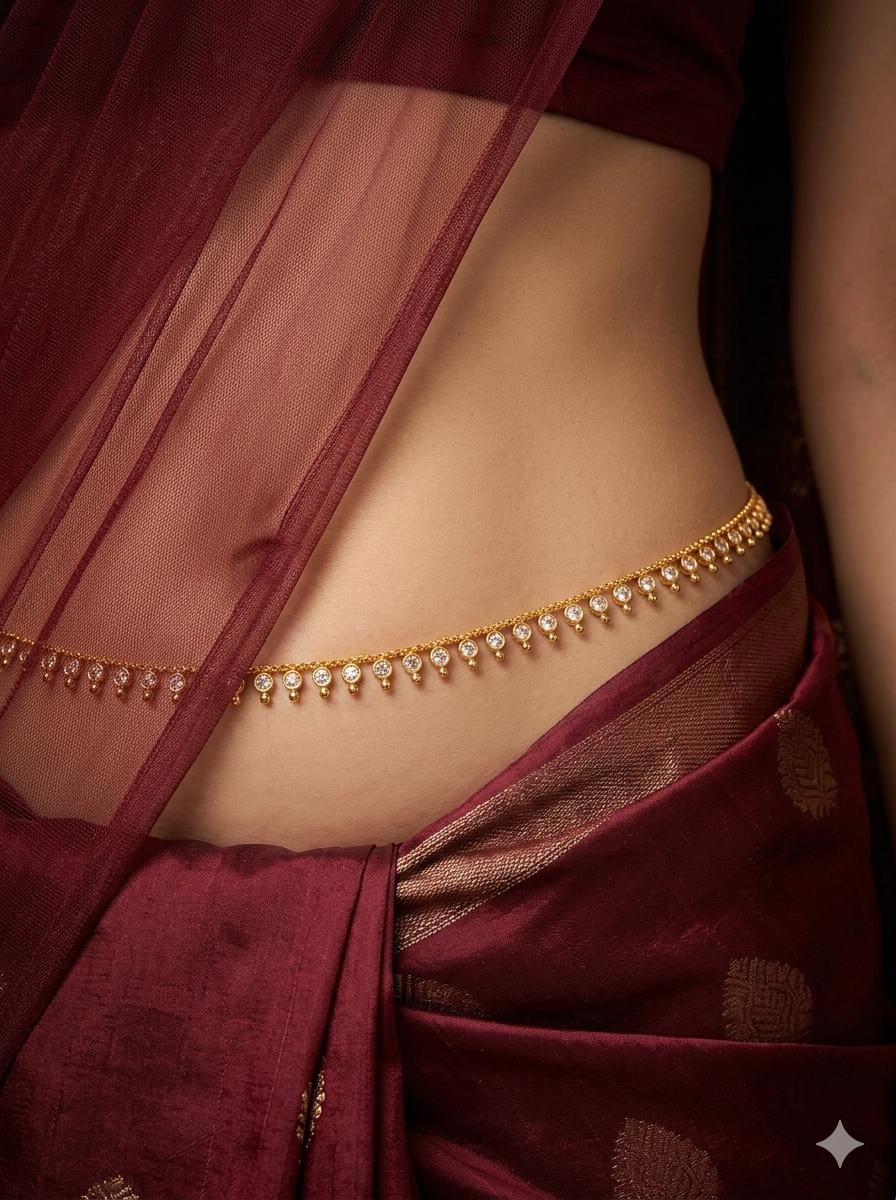 Authentic Rajasthani Stomach Chain / Daabu Amazon.com: VAMA Golden Kamarbandh Vaddanam Kardhani  main image 4