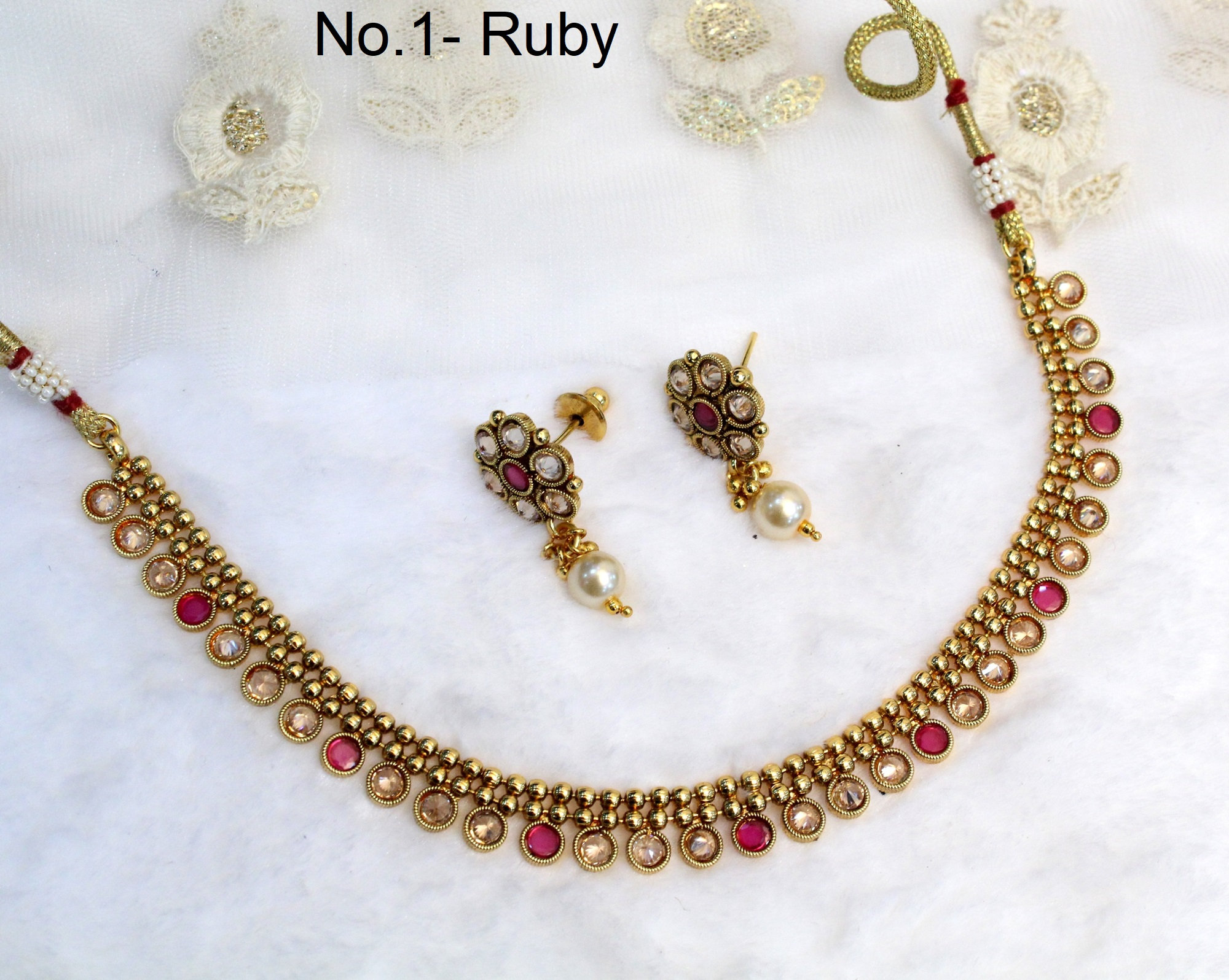 Indian Polki Necklace Set Jewelry 