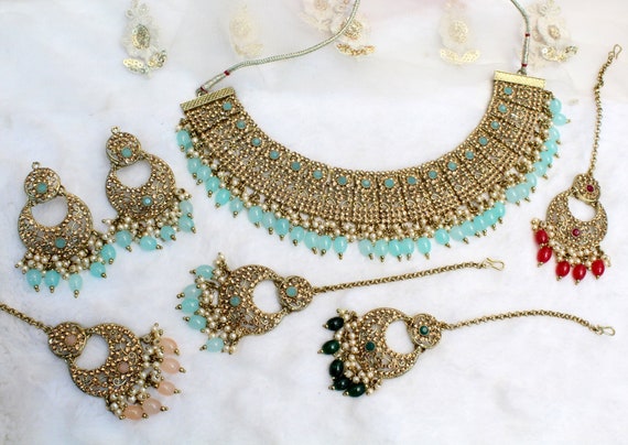 Joyería india de collar de oro de Bollywood / Oro Etsy España