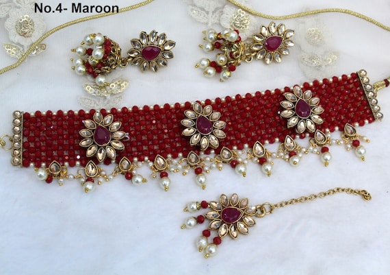 Maroon choker best sale