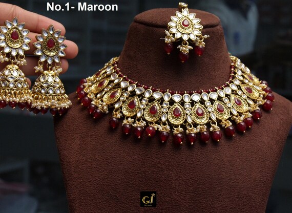 maroon necklace set