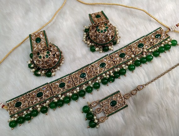 Choker Set Antique Gold Finish Jewellery Set indian Choker