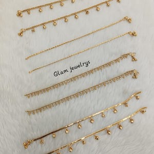 Anklets Foot Bracelet Gold Plated Indian pair Payal Jhanjar Jewelry Jewellery/Traditional Bollywood Panjeb Jewelry