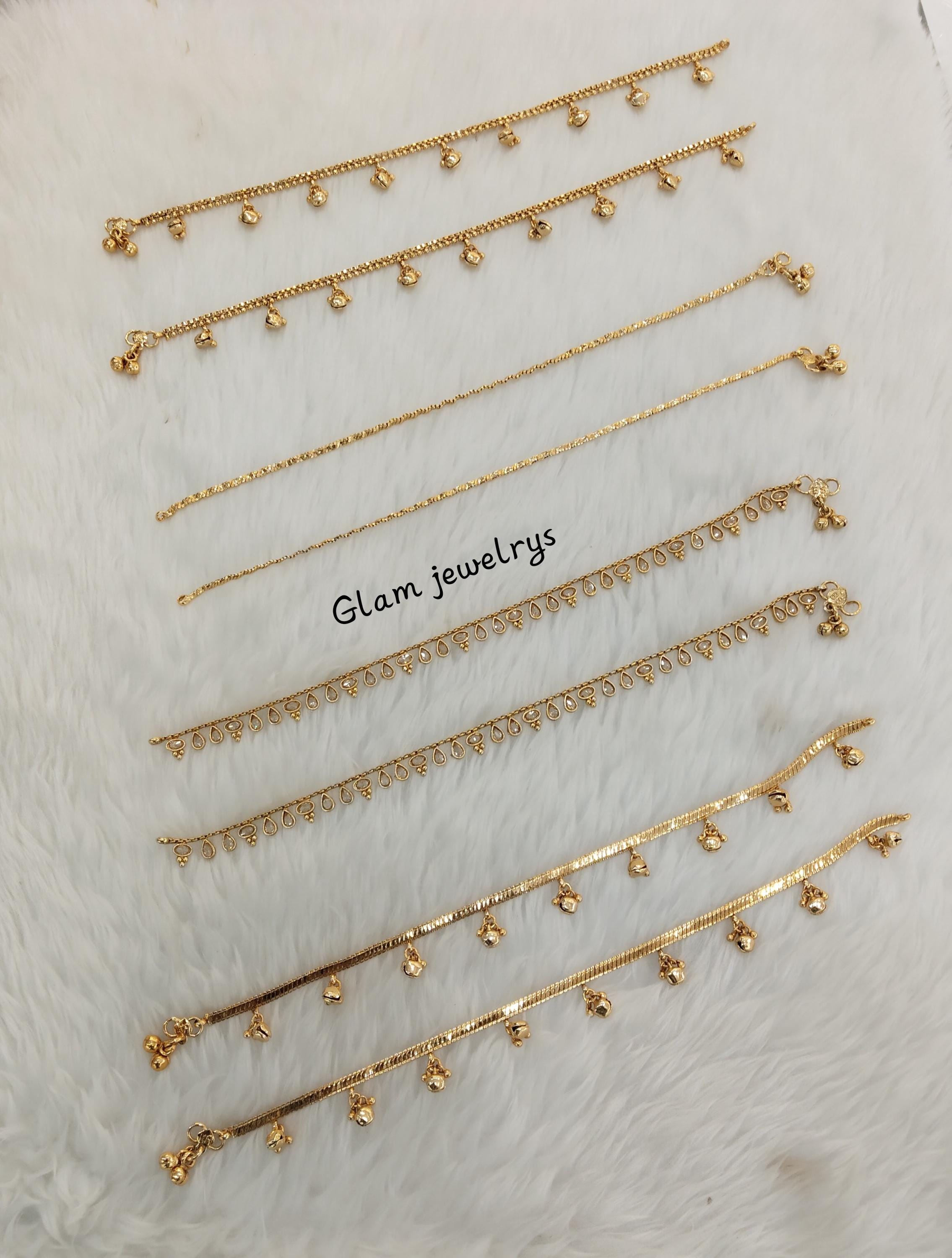 Gold Plated Indian Anklets, Adjustable Payal Jhanjar Suzu Miku Amy