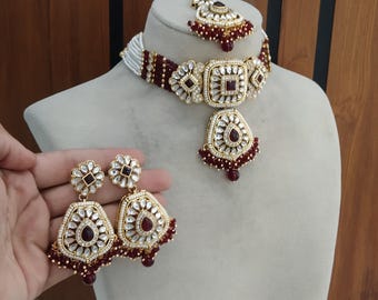 Conjunto de gargantilla Kundan: conjuntos de joyería nupcial de Bollywood bañados en oro de Reetu Rowan