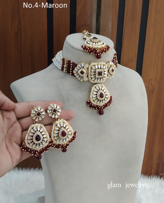 Set De Collier Ras Du Cou Bollywood Indien - Plaqué Argent, Style Ethnique - Neuf