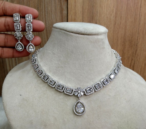 czダイヤ ローズ ネックレス シルバー