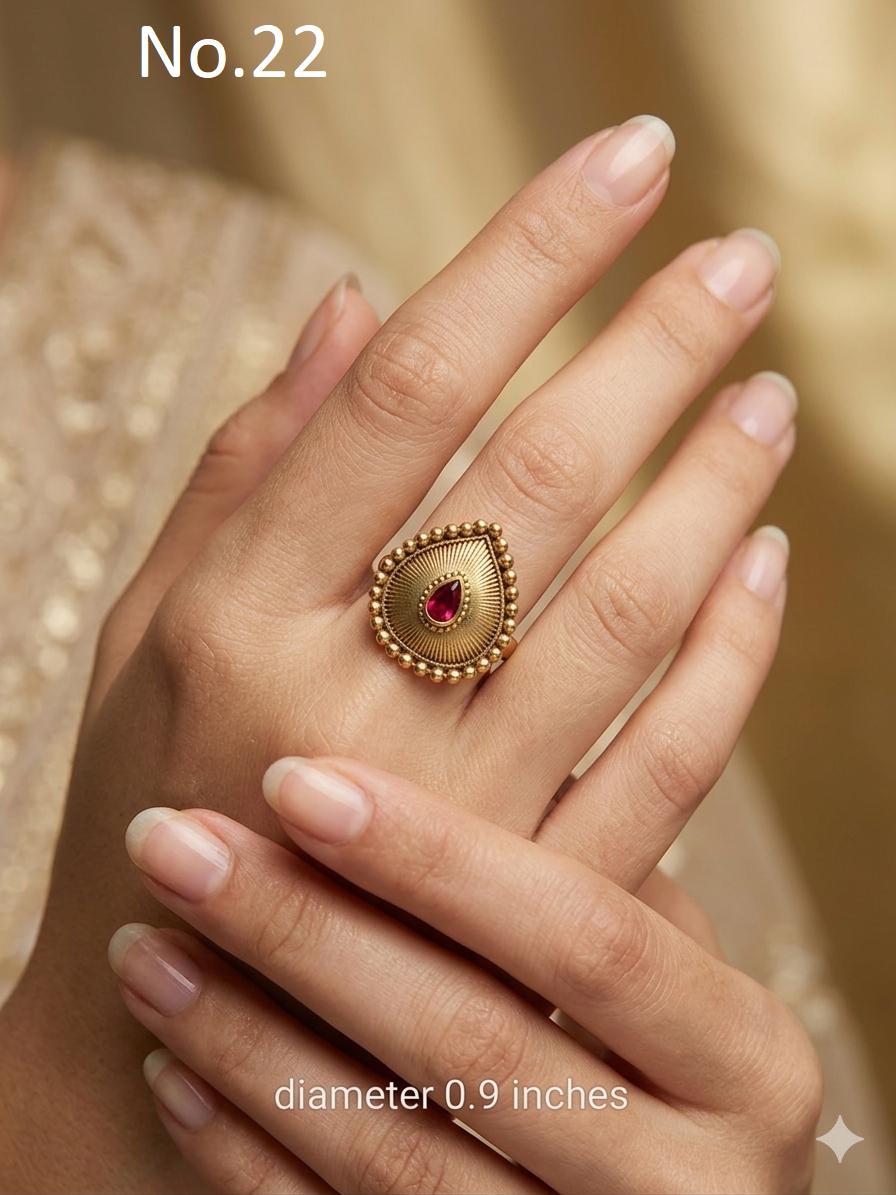 IndianJewelry ＊RINGのみ Adjustable Gold Plated Indian Ring, Bridal Hand Accessory - Etsy