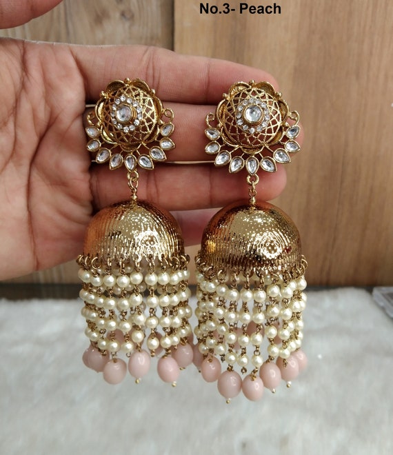 Peach jhumka on sale