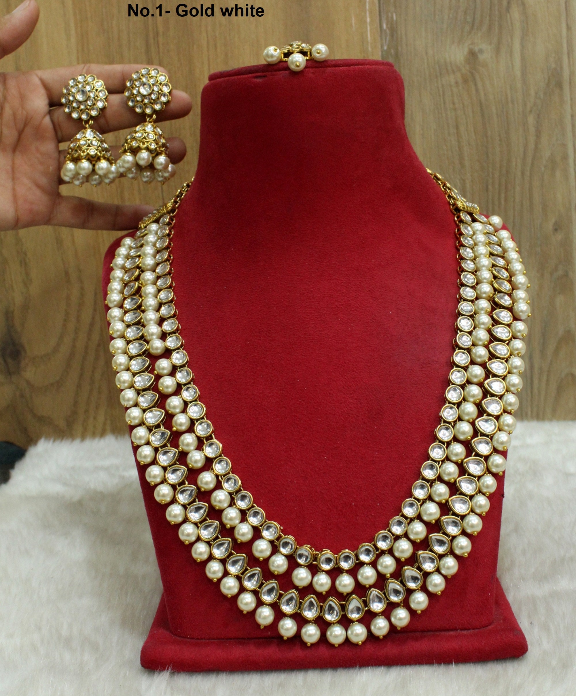 Rani Haar Kundan Long Necklace Set/gold 