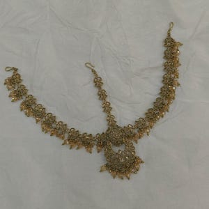Bandeau maatha Patti en or antique : chaîne de cheveux indienne Tikka image 11