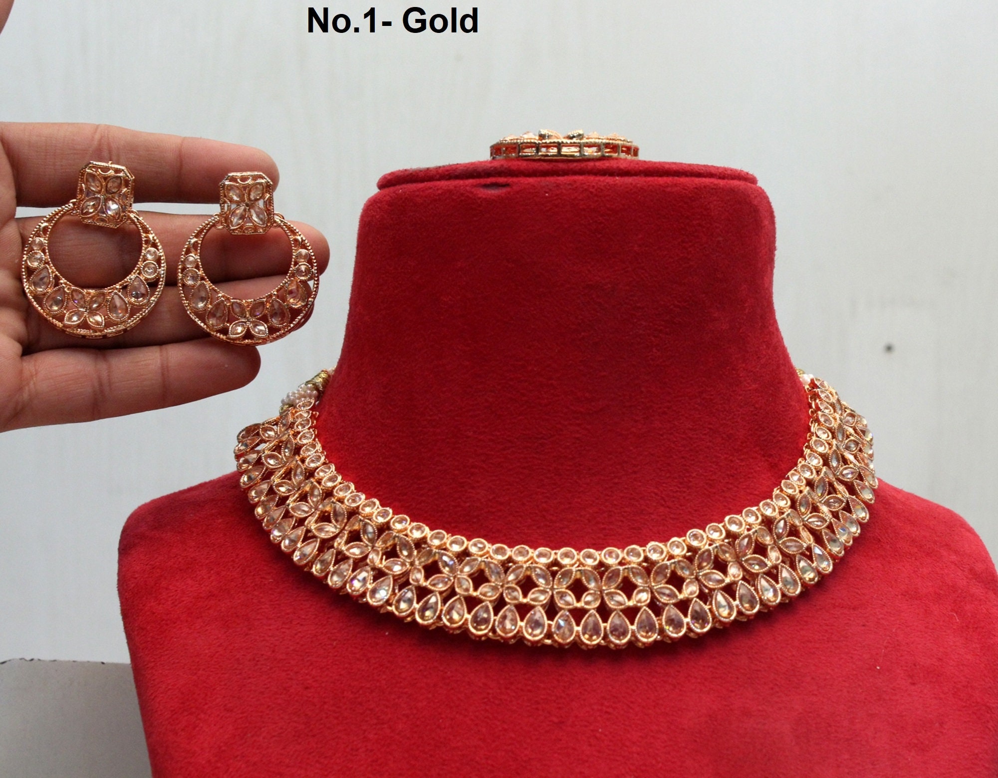 Silver Gold Bollywood Bridal Necklace Set