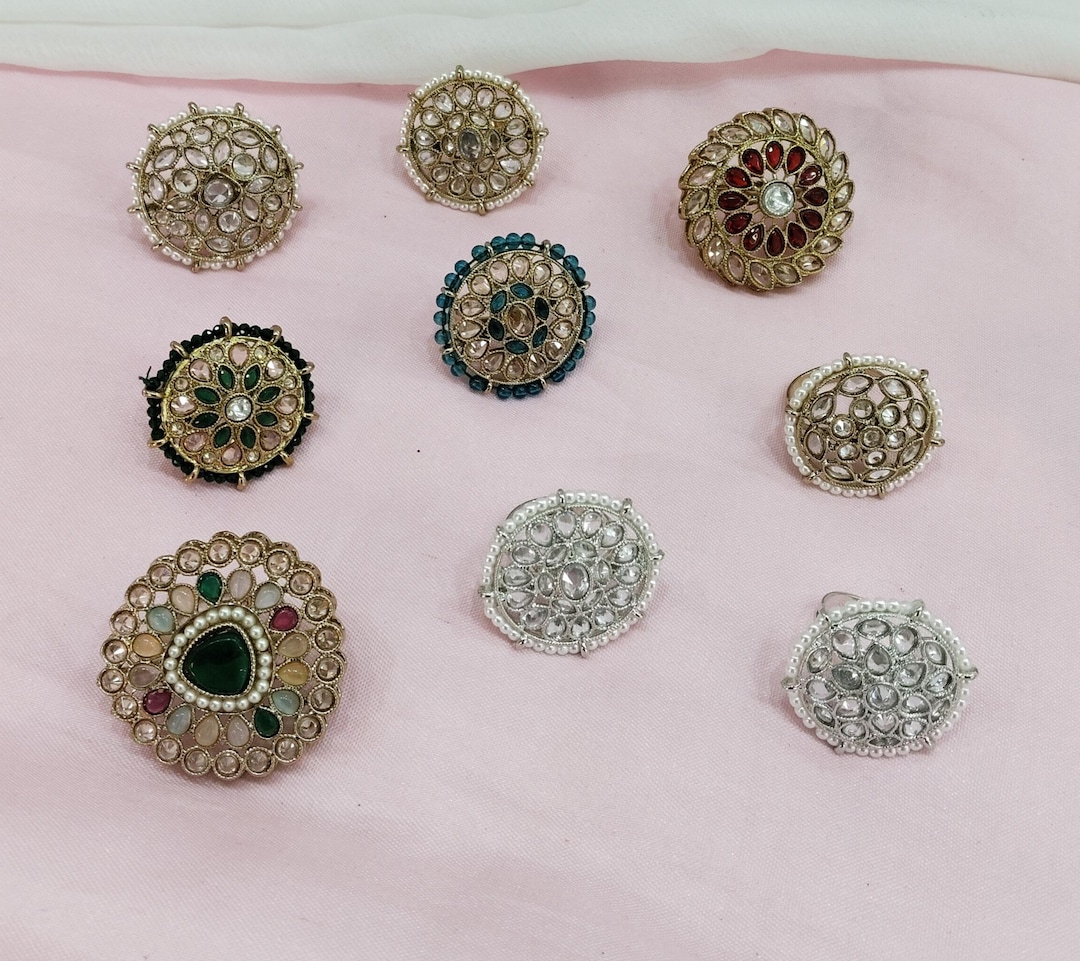Adjustable Indian Ring Big Round /antique Gold/finger Rings Big Round ...