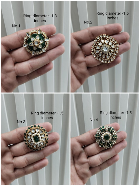 Adjustable Gold Plated Indian Ring, Big Round Bridal Jewelry - Etsy