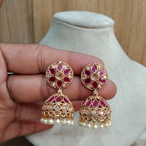 Indian Jewellery Gold Indian Jhumka Indian Earrings Jewelry/Gold Bollywood Wedding  Bridal Jhumka Jhumki Earrings