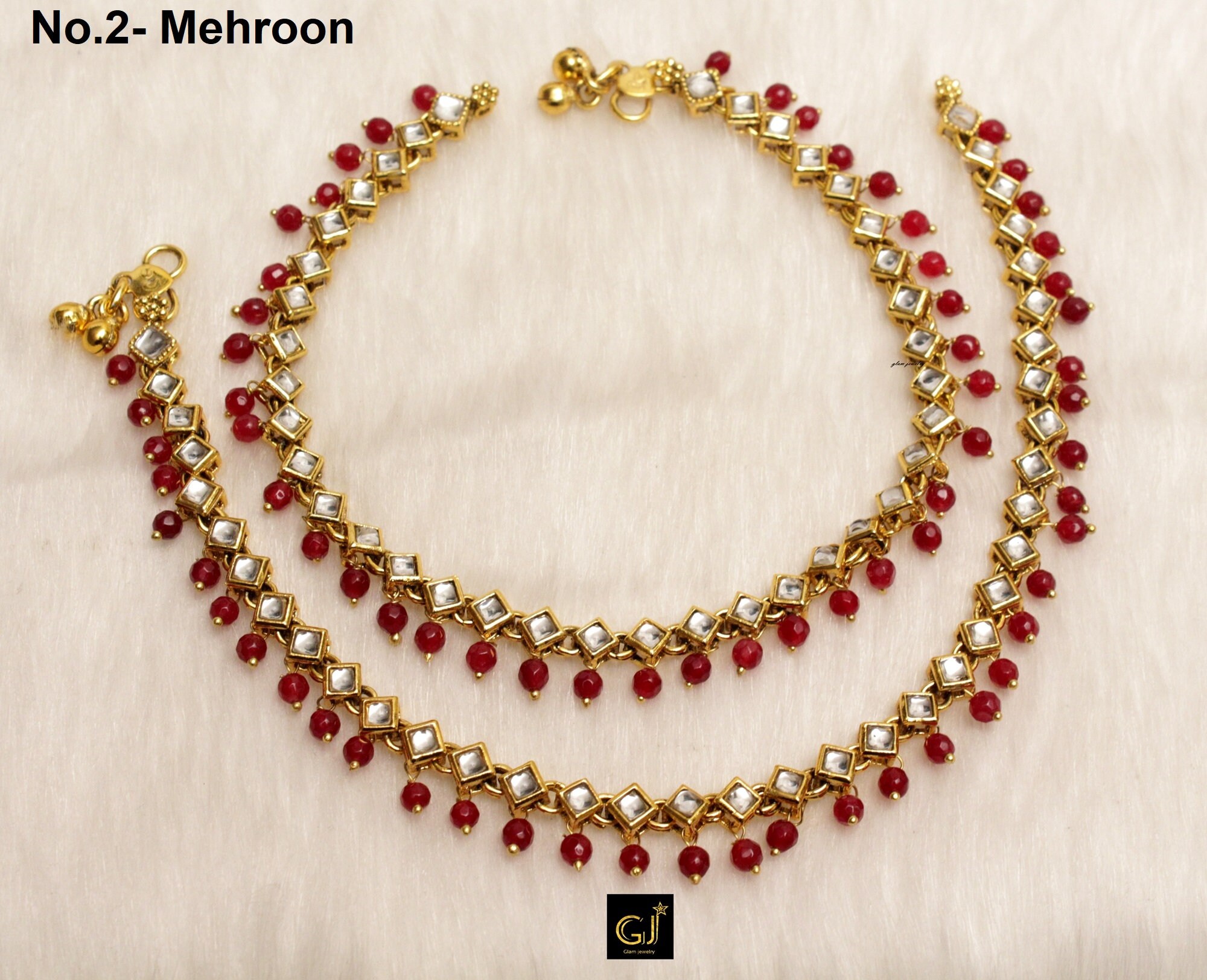 Anklets Foot Bracelet Payal Jhanjar Kundan Jewelry Etsy