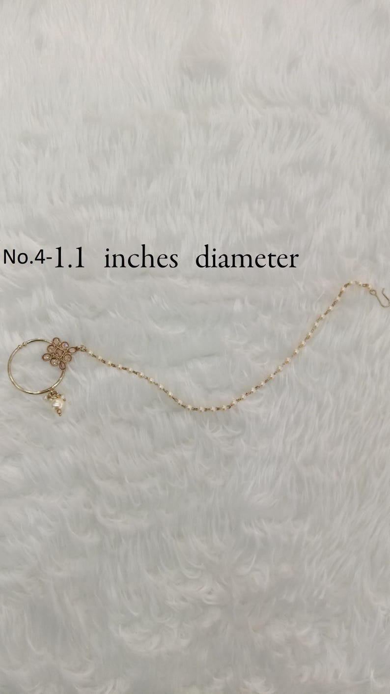Indian Bridal Nose Ring Nath, Gold Plat, Non Pierced, Bollywood Jewelry No.4