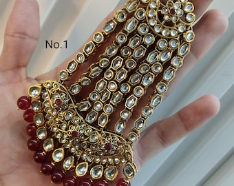 Kundan Bridal Passa Jhumar: Antique Gold Indian Headpiece