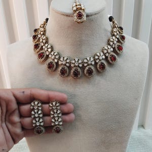 Indian Jewelry/Moissanite Kundan next to real necklace Set/ Indian Wedding Kundan Ethnic Jewellery Necklace/ Bridal Kartar Set