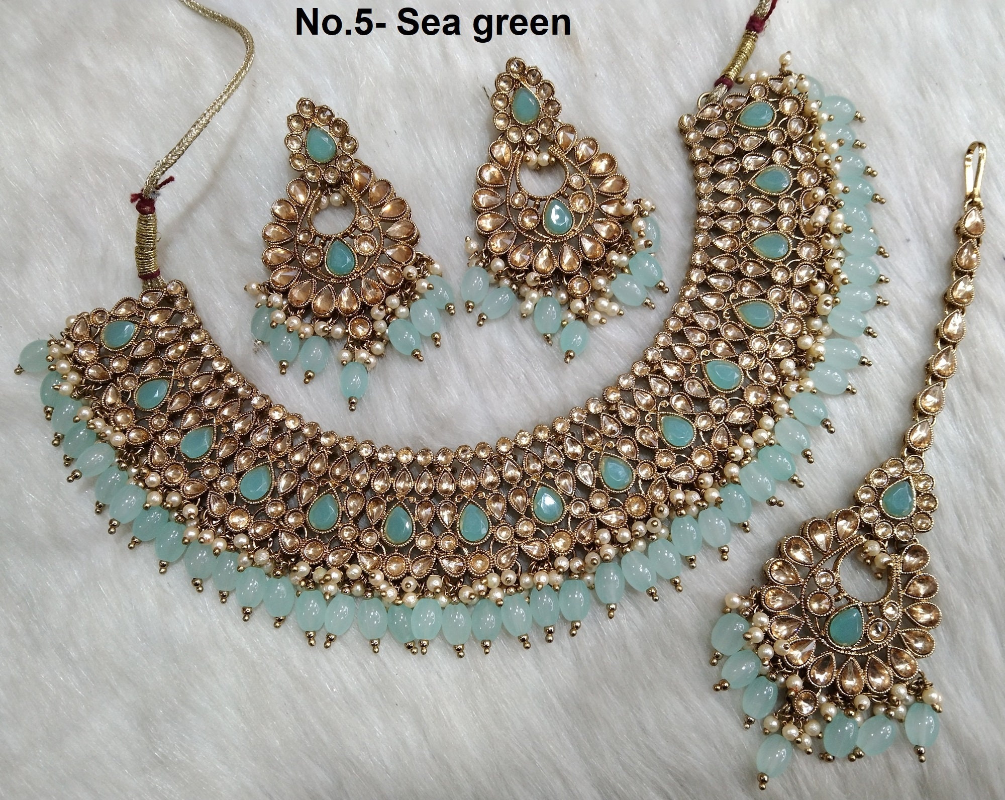 Jewar Mandi Mangalsutra Ad Gold Plated Designer Gemstone Jewelry Set