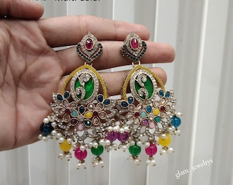 Indian Chandbali Earrings, Bridal Jewelry Set  nakul Edna sets