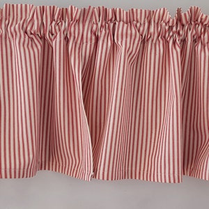 Red and Cream Ticking Stripe Valance Striped Valance Curtain Cream Valance Red Valance Window Decor