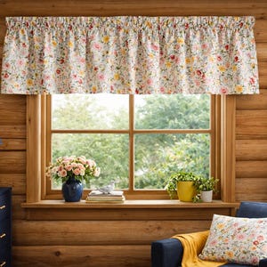 Vintage gebloemd katoenen volantgordijn: botanisch crème decor