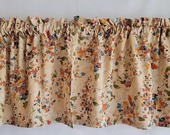Watercolor Flower Valance Curtain, Floral Valance Curtain, Botanicals Valance Curtain
