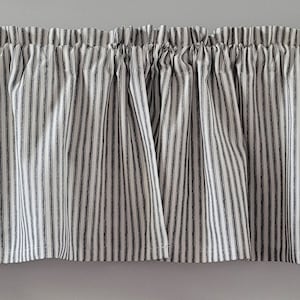 White and Black Stripe Valance Curtain, Ticking Black and White Stripe Valance Curtain