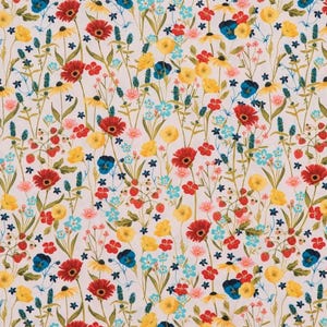 Spring Watercolor Sing A Song Floral Calico Fabric, Fabric by the Yard, Floral Fabric by the Yard