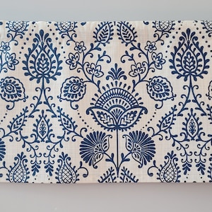 Silas Printed Italian Slub Cotton Valance, Blue Italian Silas Valance