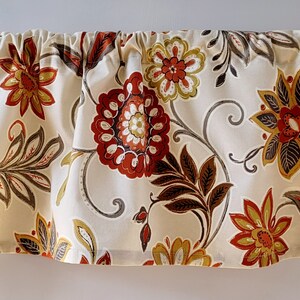 Floral Valance Curtain, Tan Valance Curtain, Earth Tone Valance