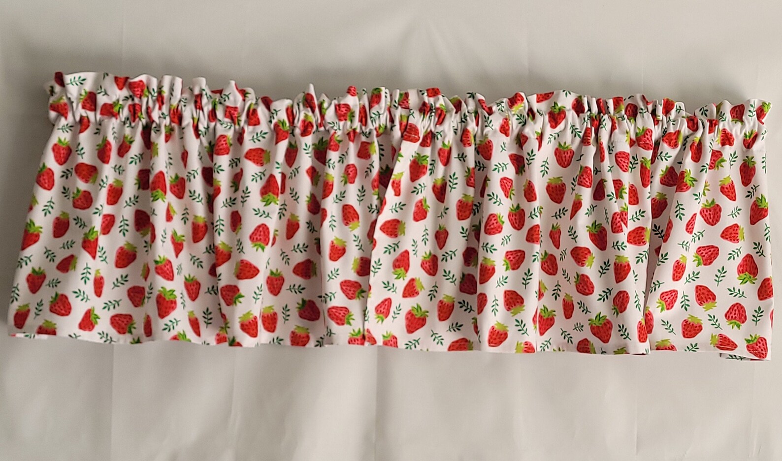 Strawberry Kitchen Valance Curtain Fruit Kitchen Curtain Red Etsy