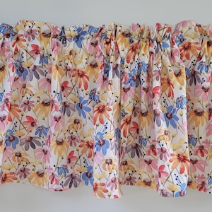 Coneflower Floral Valance Curtain, Floral Valance, Floral Curtain, Spring Curtain