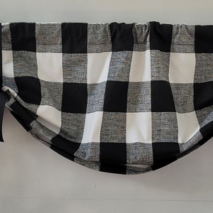 Black and White Check Tie-up Valance