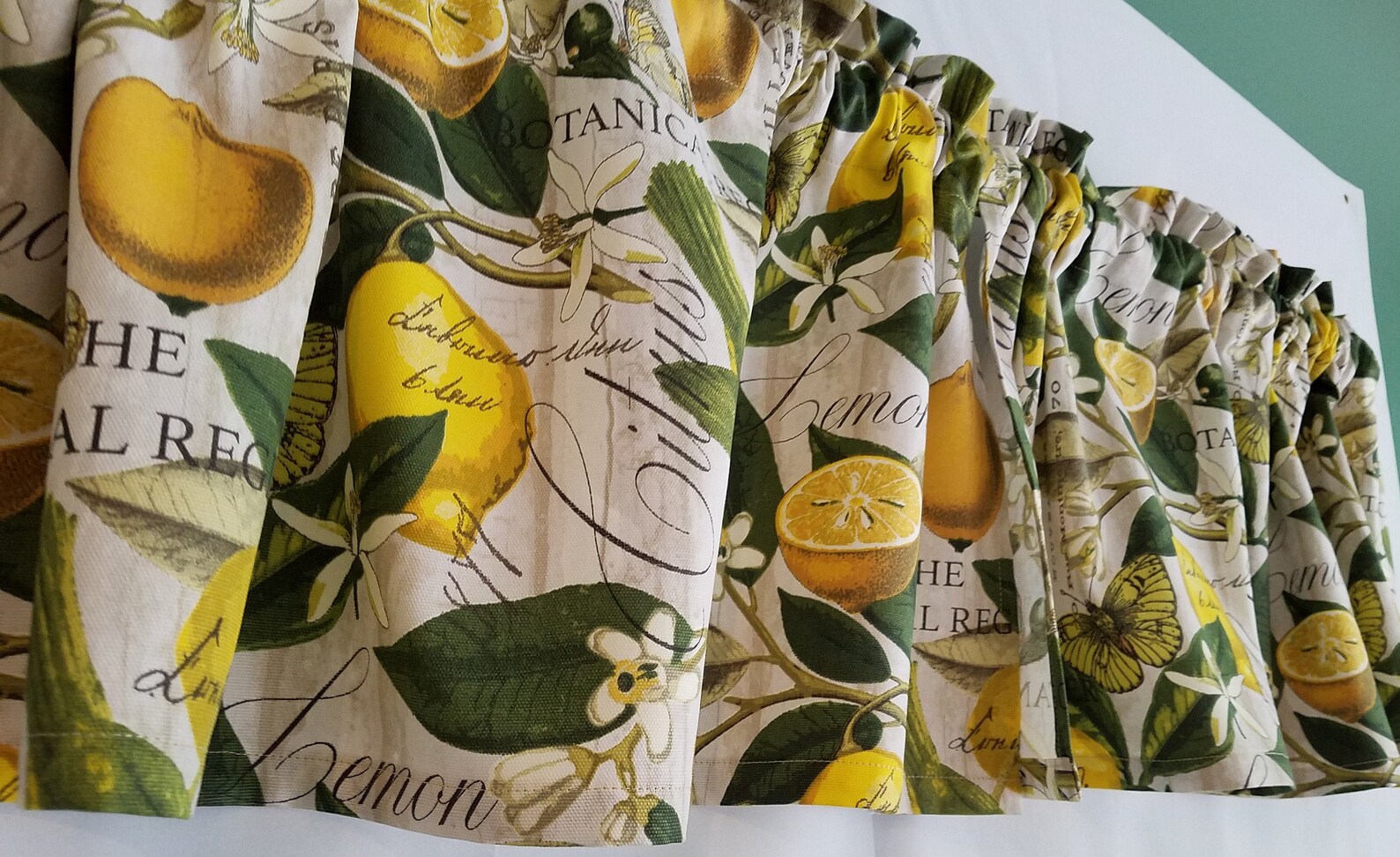 Lemon Pattern Kitchen Curtain White and Yellow Kitchen Etsy