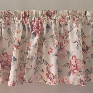 Roses Floral Valance Curtain: Duck Cotton Window Decor