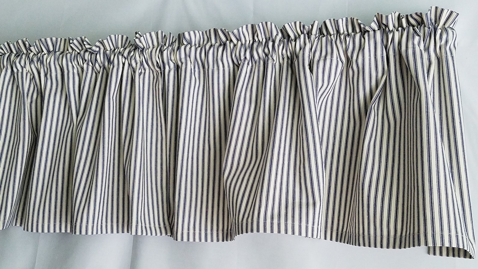 Cream and Blue Stripe Valance Curtain Cream Curtain Blue Etsy