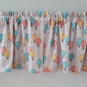 Nursery Valance Curtains, Girl's Bedroom Curtain, Nursery Curtain, Playroom Curtain, Colorful Hot Air Balloon Patterned Curtain