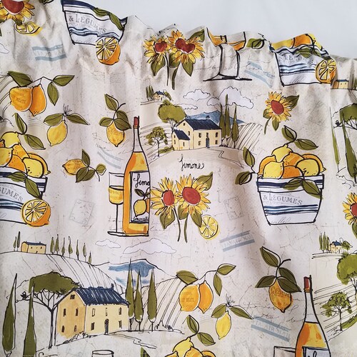Lemon and Sunflower Kitchen Curtain Sunny Curtain Tuscan Etsy
