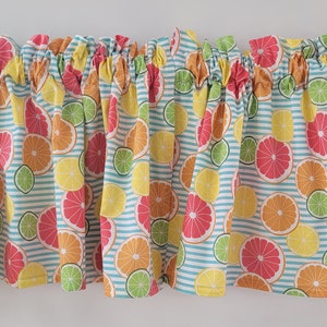 Citrus Kitchen Curtains, Kitchen Valance, Summer Valance Curtain