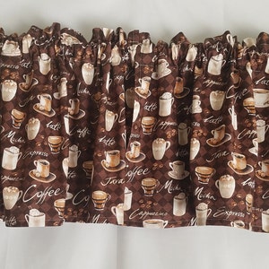 Cenefa de cocina con temática de café: cortina 100 % algodón