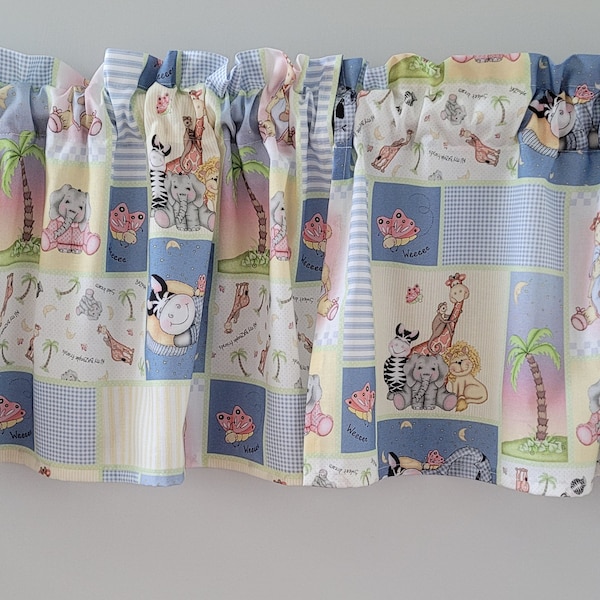 Bazooples Block Nursery Valance, Baby Curtain, Nursery Curtain, Kids Curtain, Playroom Curtain