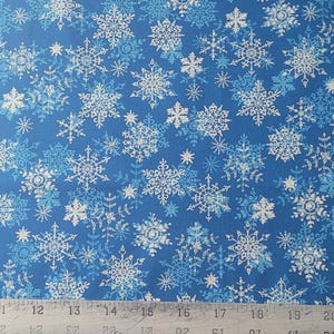 Blaue Weihnachtsschneeflocke Stoff Meterware