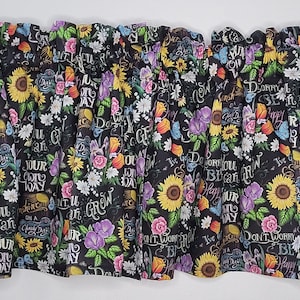 I&#39;ve Got Sunshine Valance Curtain, Fun Valance Curtain, Floral Curtain,  Botanical Themed Valance, Sunflower Valance