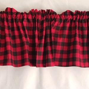 Buffalo Check Red and Black Curtain, Short Valances, Red and Black Checkered Curtain